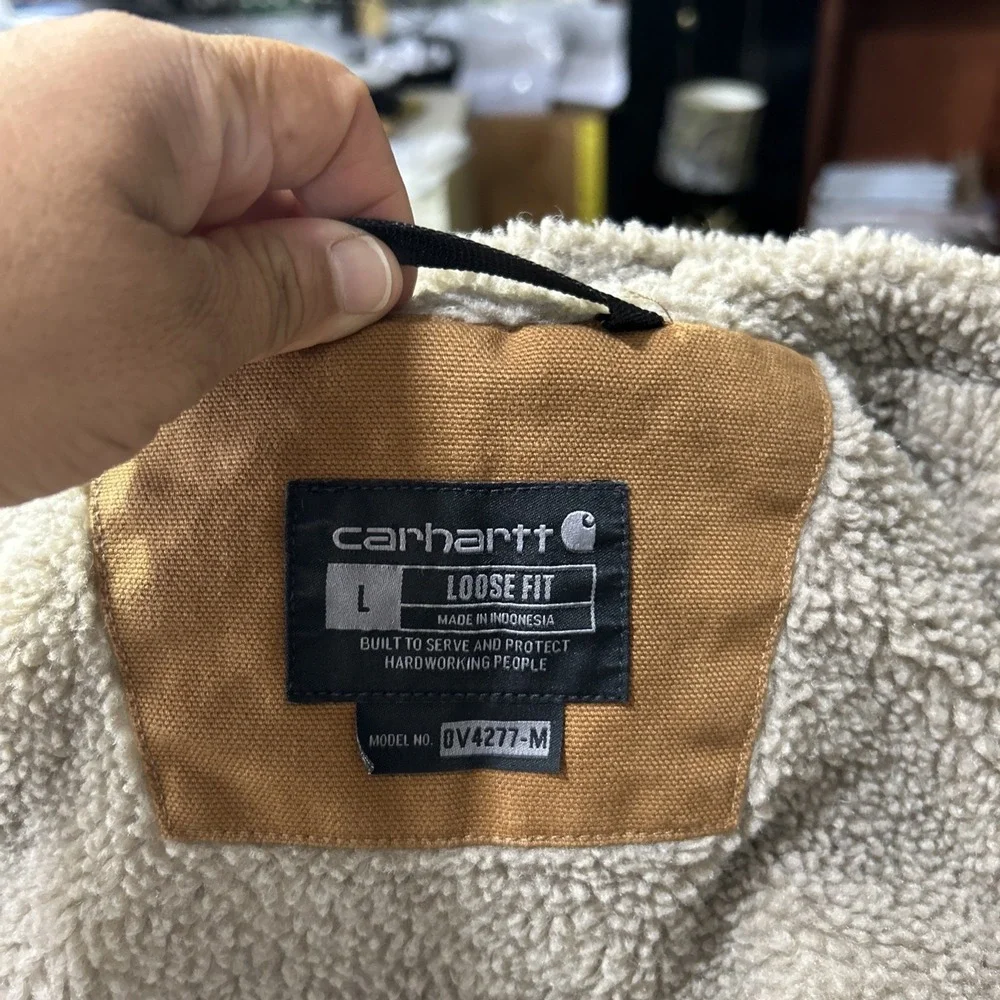 Carhartt Mock Neck Sherpa Lined Vest Mens Large BRN Loose Duck